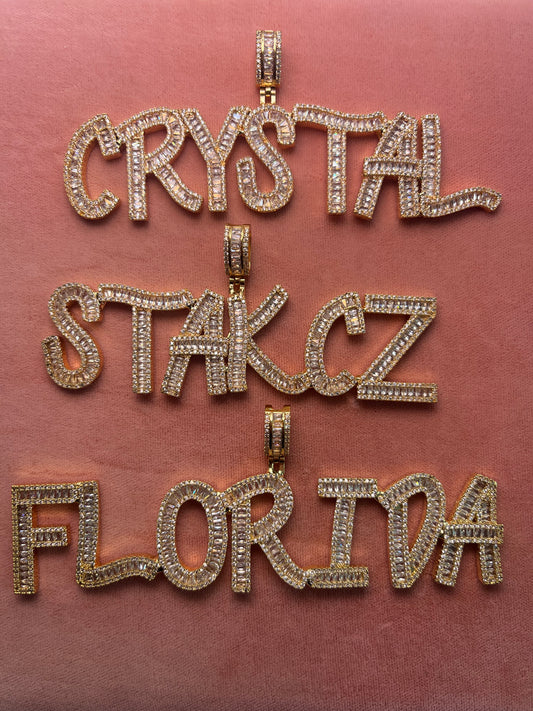 Gold Iced Out Name Pendants