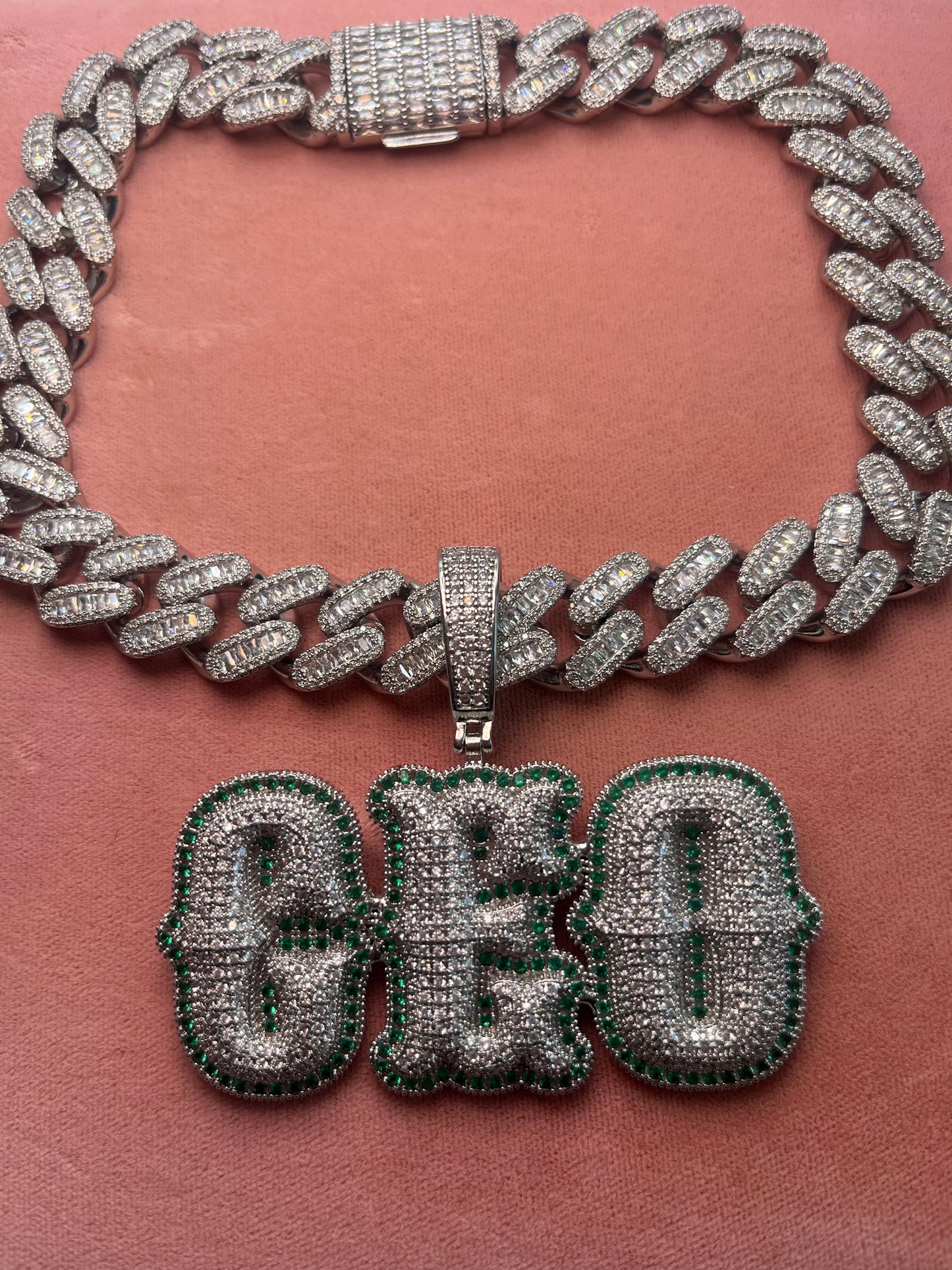CEO pendant with Baguette Cuban Chain