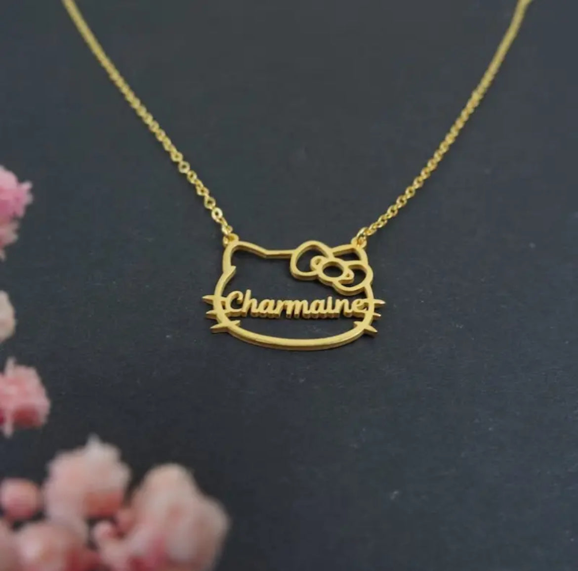 Hollow Kitty Name Necklace