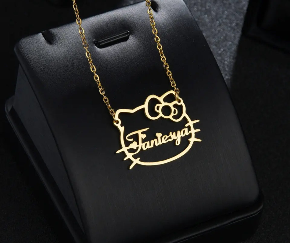 Hollow Kitty Name Necklace