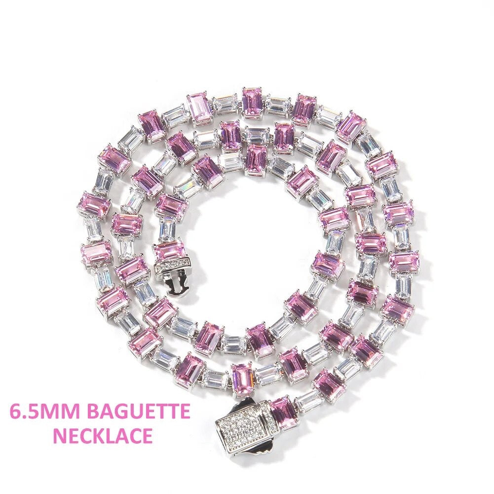 Pink Baguette Name Necklace