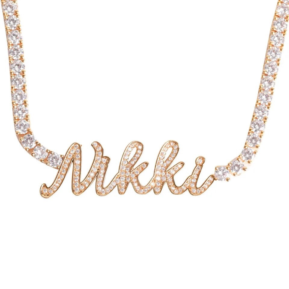 Iced Cursive Name Necklace