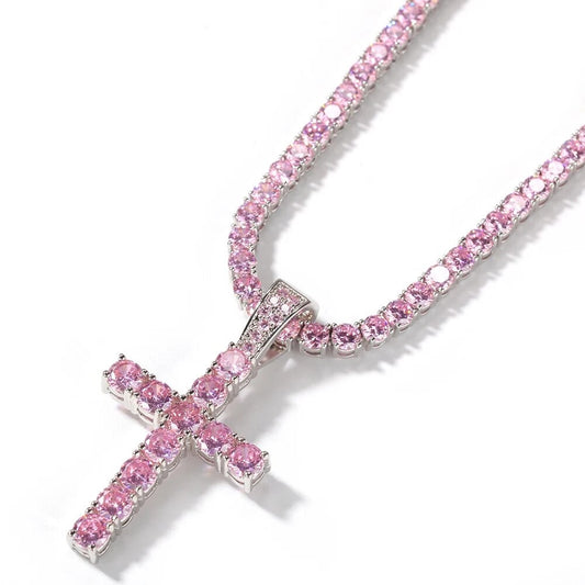 Pink Cross Necklace