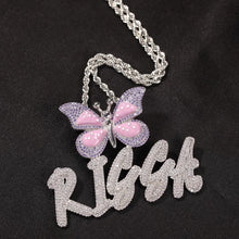 Load image into Gallery viewer, Butterfly Button Name Necklace